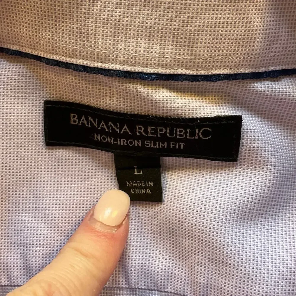 Banana Republic Dress Shirt Men’s Large Lavender Non-Iron Slim Fit 100% Cotton